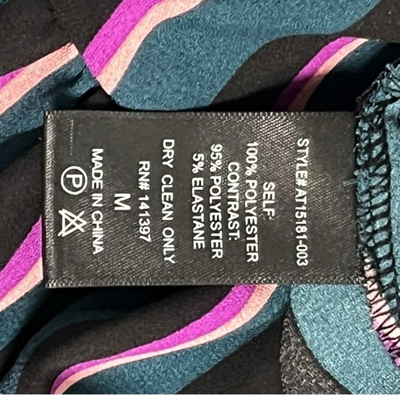 Astr Women’s Plunging V Neck Bodysuit Blue Pink Stripe Long Sleeve Top‎ Size Med - Picture 9 of 11